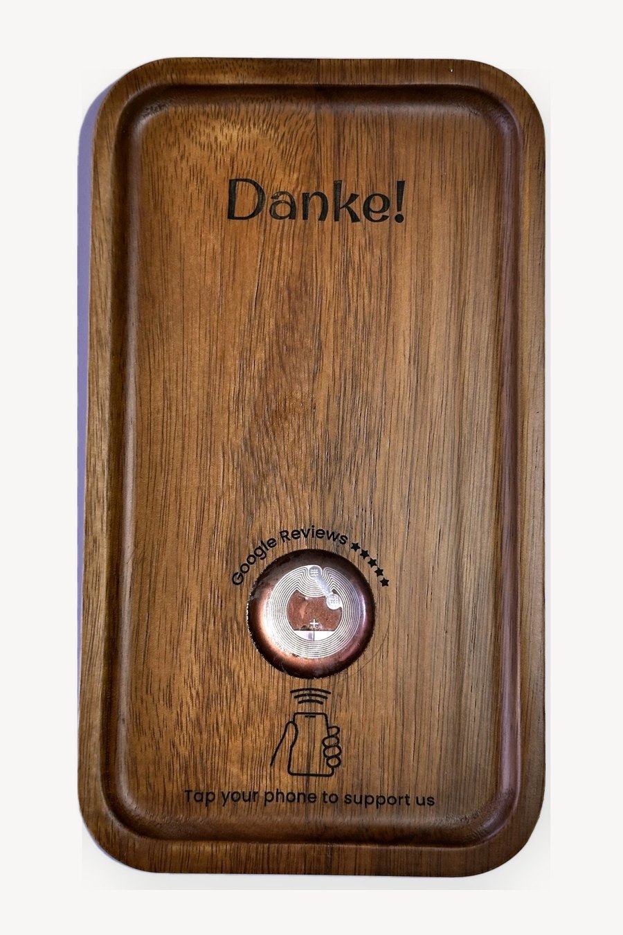 German bill holder, Rectangular, engraved with a Google review link
