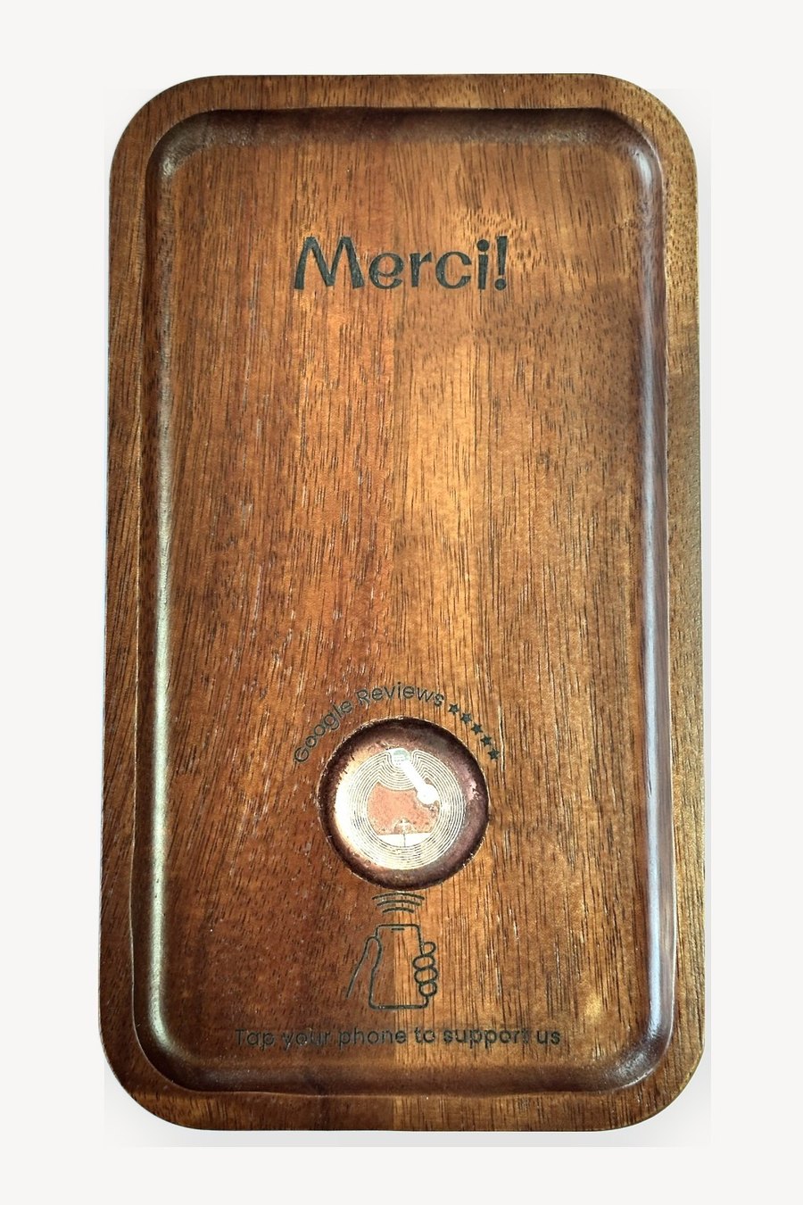 French bill holder, Rectangular, engraved with a Google review link