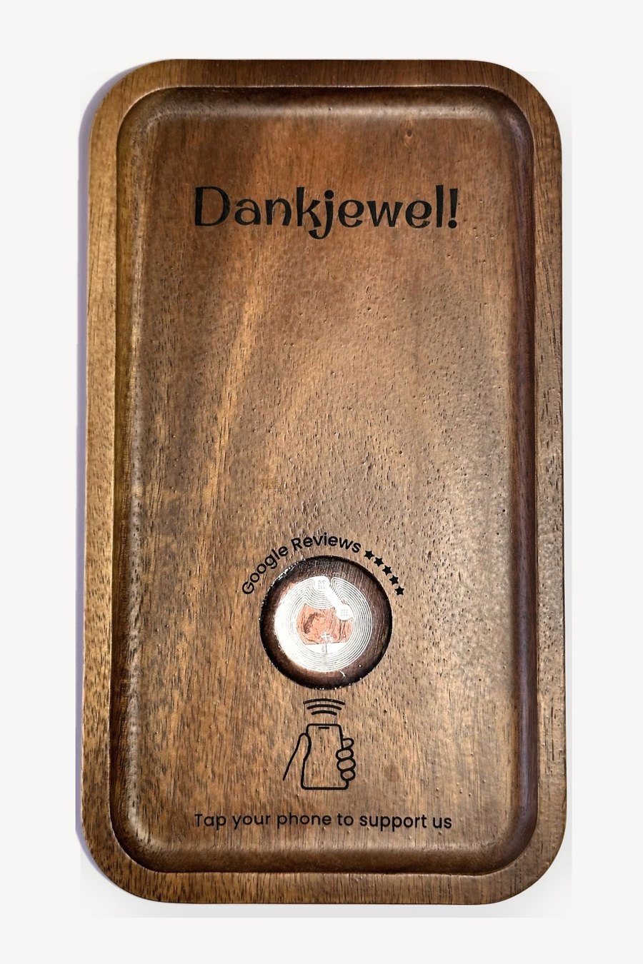 Dutch bill holder, Rectangular, engraved with a Google review link